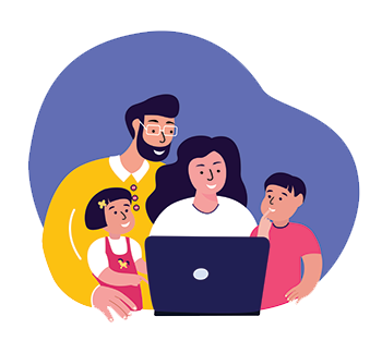 Family on Computer illustration Family on Computer illustration